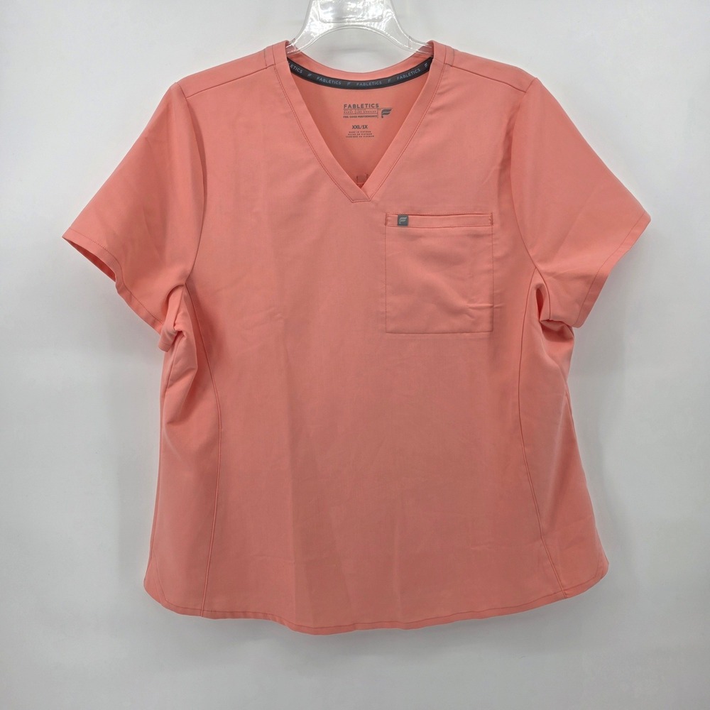 Fabletics Feel Good Performance Medical Workwear Peach Scrub Top Womens XXL/1X